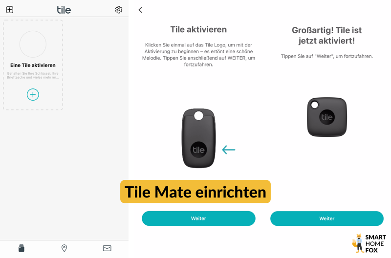 Anleitung zum Einrichten des Tile Mate